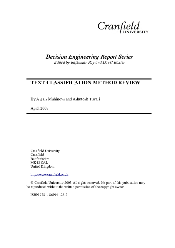 (PDF) Text classification method review