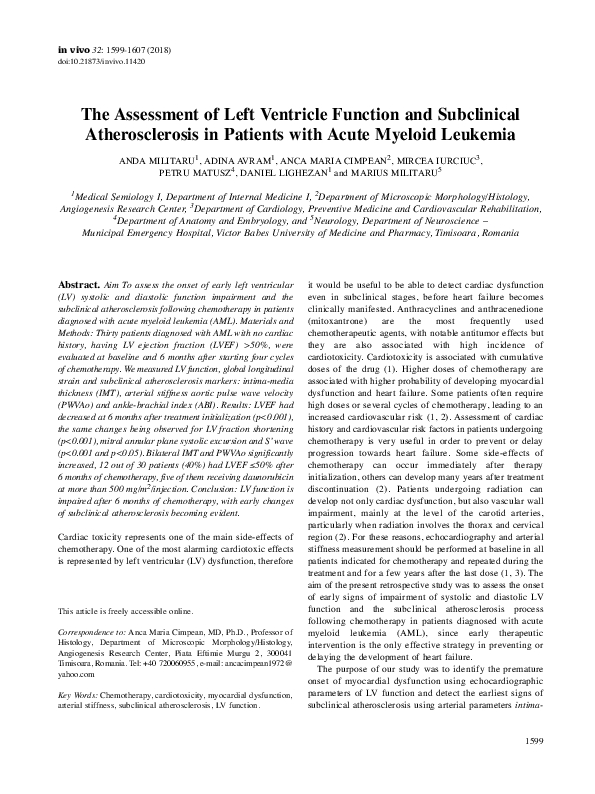 (PDF) The Assessment of Left Ventricle Function and Subclinical ...