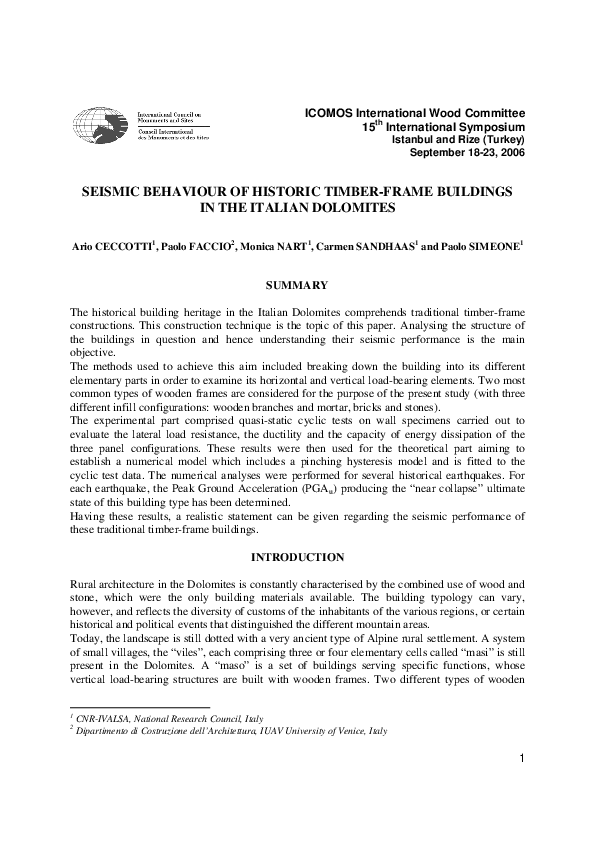 (PDF) Seismic Behaviour of Historic Timber-Frame Buildings in the ...