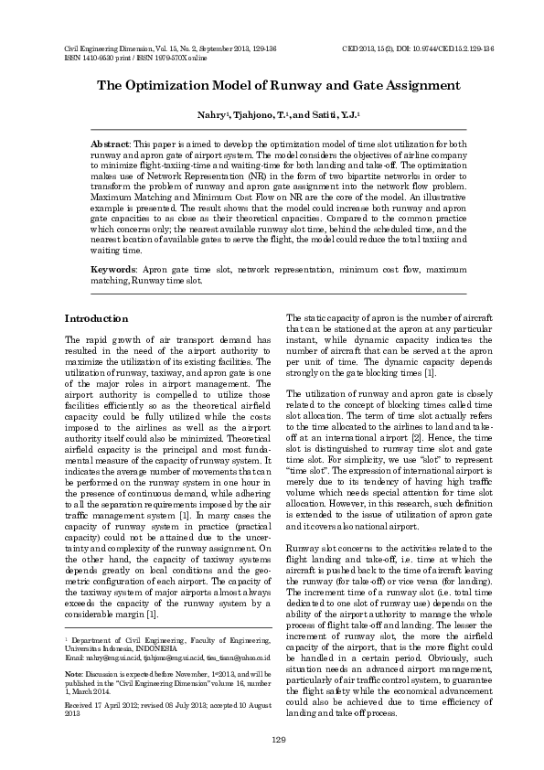 (PDF) The Optimization Model of Runway and Gate Assignment