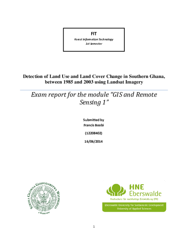 (PDF) Detection of Land Use and Land Cover Change in Southern Ghana