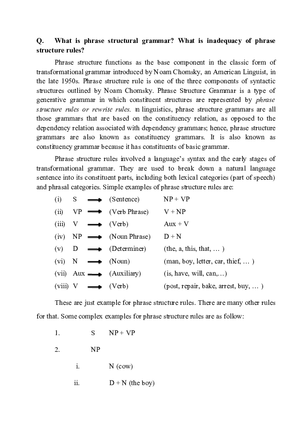 (DOC) Phrase Structure Grammar