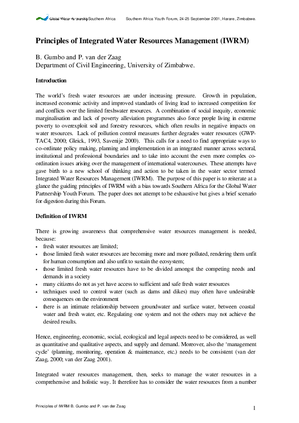 (PDF) Principles of integrated water resources management (IWRM)