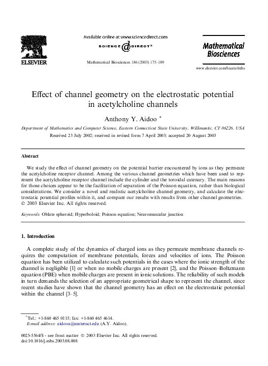(PDF) Effect of channel geometry on the electrostatic potential in ...