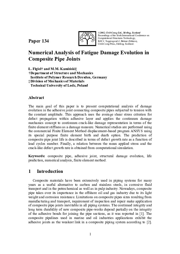 (PDF) Numerical Analysis of Fatigue Damage Evolution in Composite Pipe ...