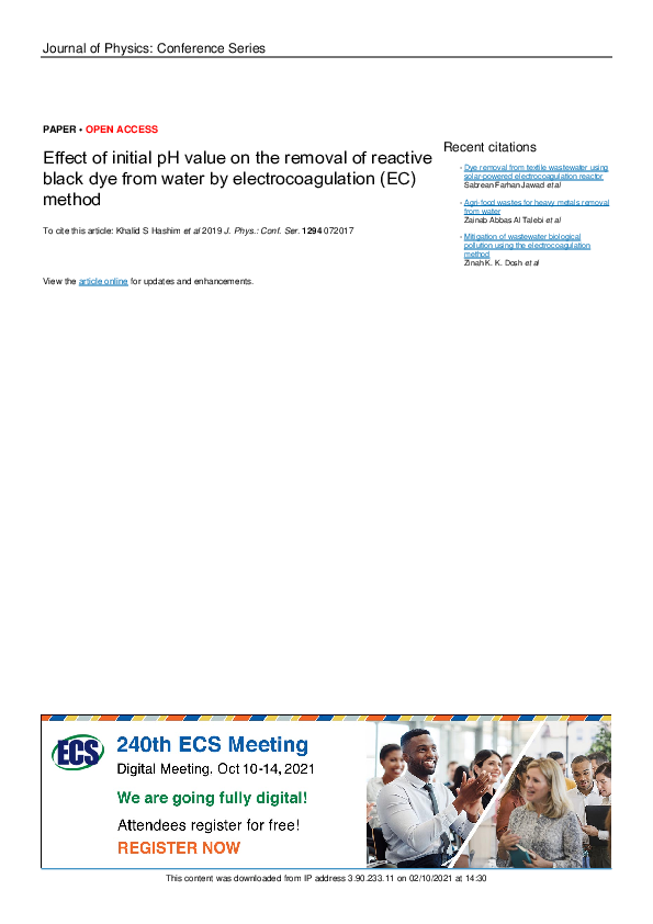 (PDF) Effect of initial pH value on the removal of reactive black dye ...