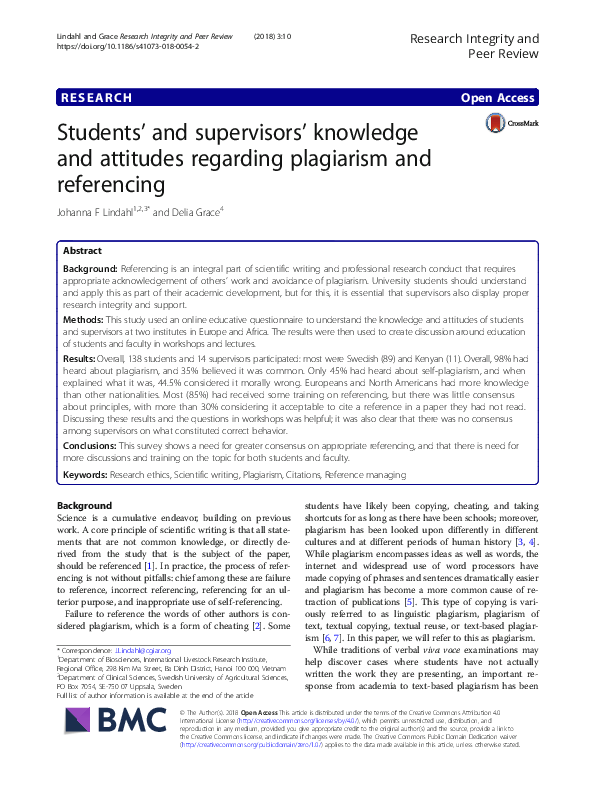 (PDF) Students’ and supervisors’ knowledge and attitudes regarding ...