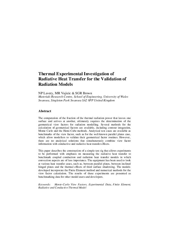(PDF) Thermal experimental investigation of radiative heat transfer for ...