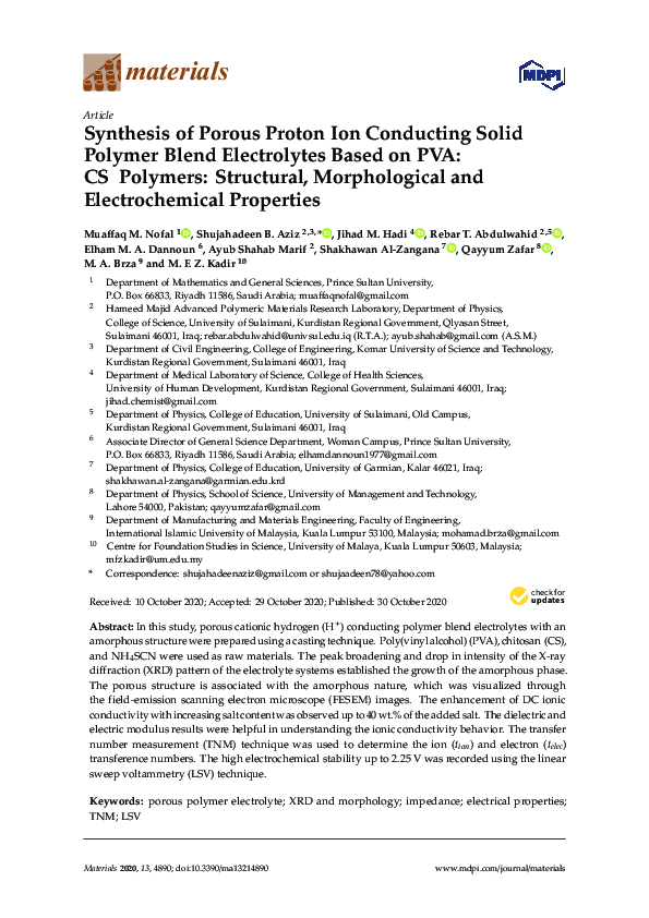 (PDF) Synthesis of Porous Proton Ion Conducting Solid Polymer Blend ...