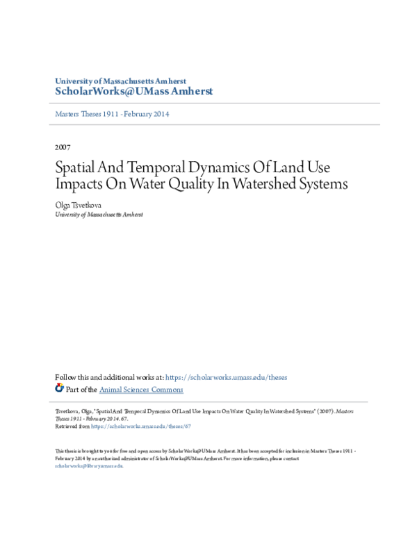 (PDF) Spatial and Temporal Dynamics of Land Use Impacts on Water ...