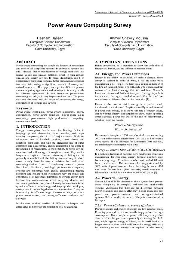 (PDF) Power Aware Computing Survey