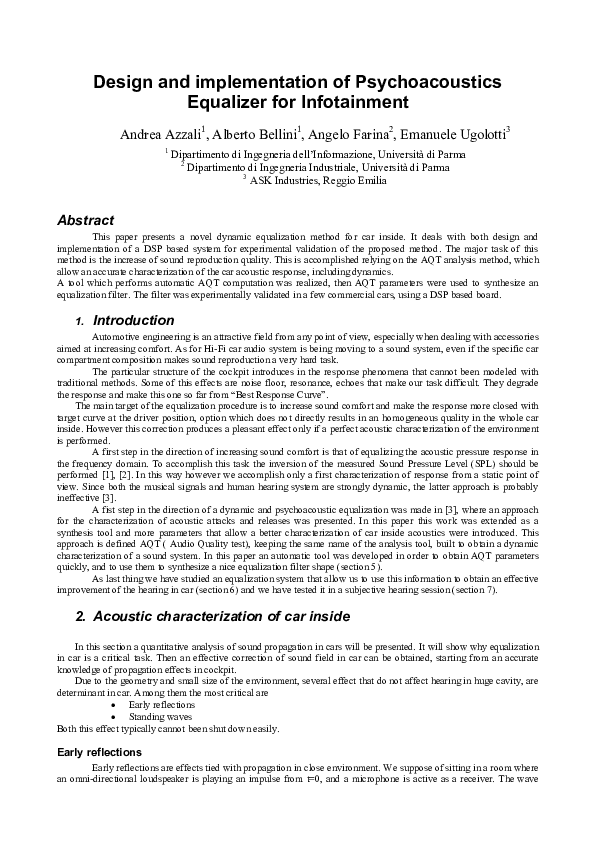 (PDF) Design and implementation of Psychoacoustics Equalizer for ...