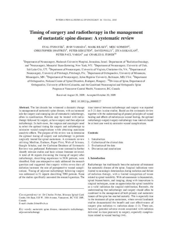 (PDF) Timing of surgery and radiotherapy in the management of ...