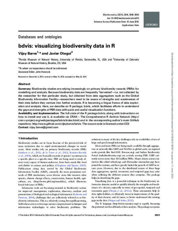 (PDF) bdvis: visualizing biodiversity data in R