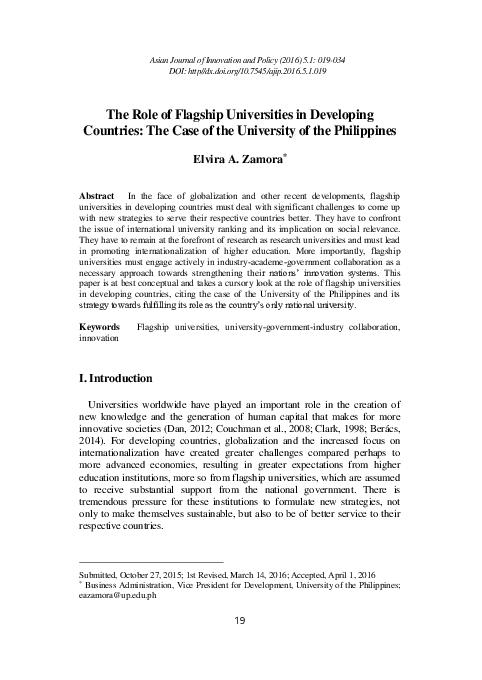 (PDF) The Role of Flagship Universities in Developing Countries: The ...