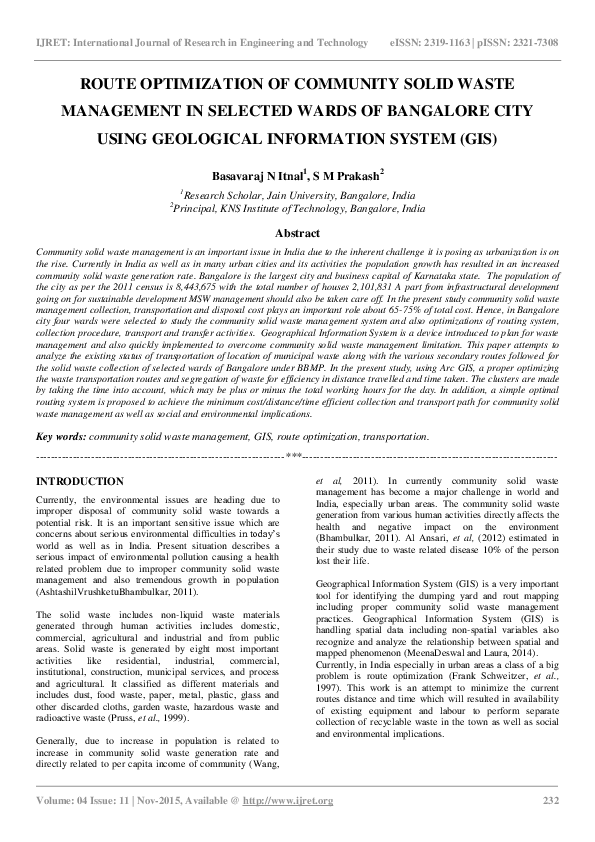 (PDF) Route Optimization of Community Solid Waste Management in ...
