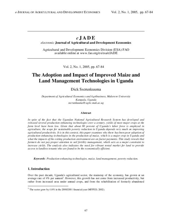 (PDF) The adoption and impact of improved maize and land management ...