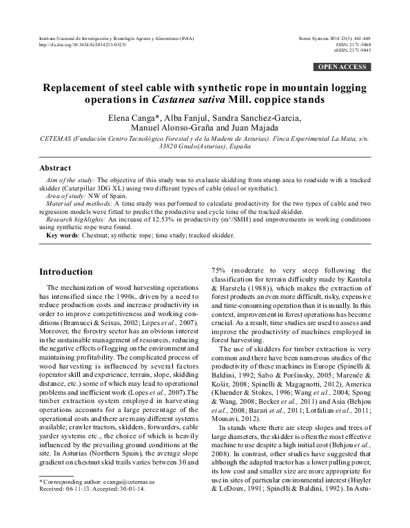 (PDF) Replacement of steel cable with synthetic rope in mountain
