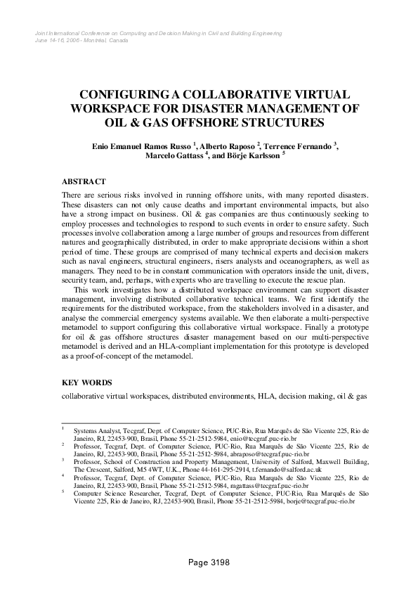 (PDF) Configuring a Collaborative Virtual Workspace for Disaster ...