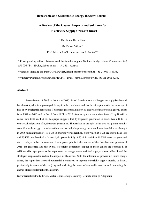(PDF) A review of the causes, impacts and solutions for electricity ...