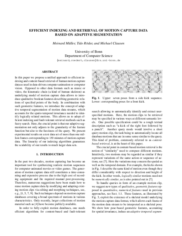 (PDF) Efficient indexing and retrieval of motion capture data based on ...