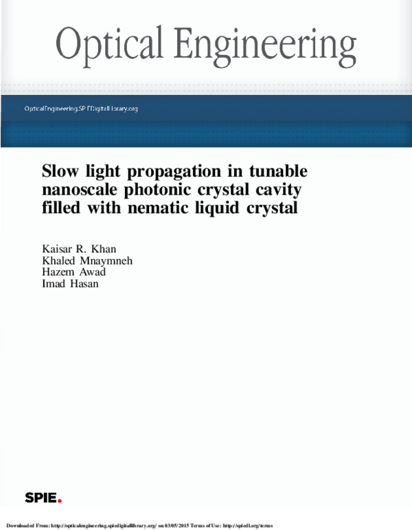 (PDF) Slow light propagation in tunable nanoscale photonic crystal ...