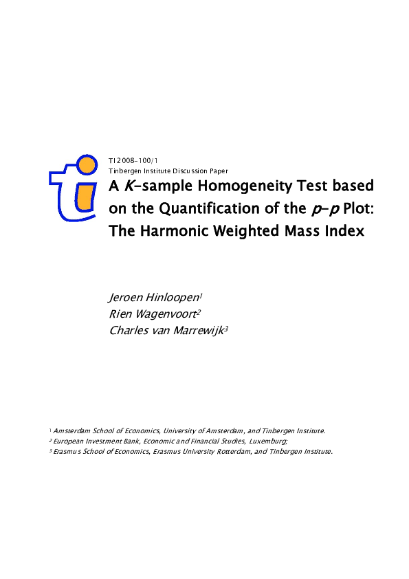 (PDF) A K-Sample Homogeneity Test Based on the Quantification of the p ...