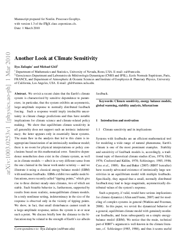 (PDF) Another look at climate sensitivity