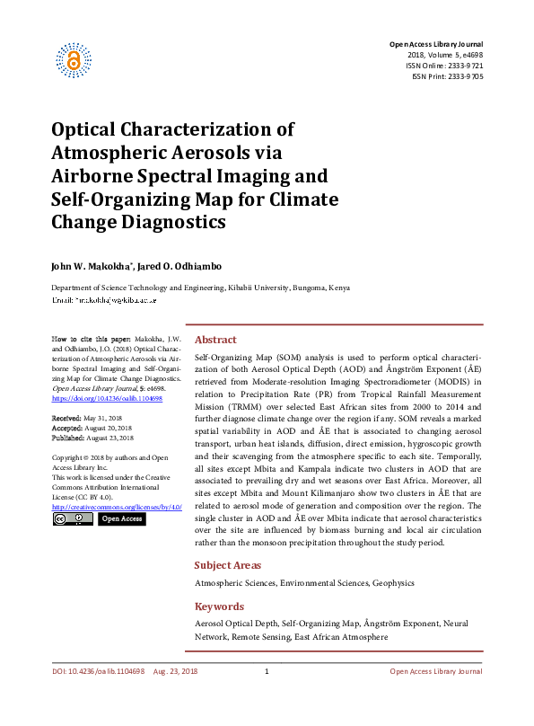 (PDF) Optical Characterization of Atmospheric Aerosols via Airborne ...