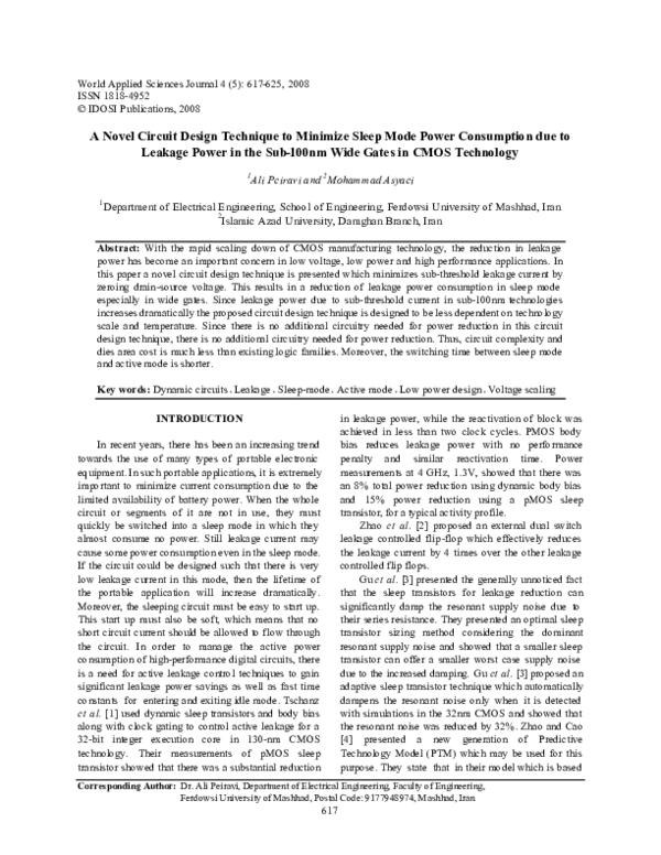 (PDF) A Novel Circuit Design Technique to Minimize Sleep Mode Power ...