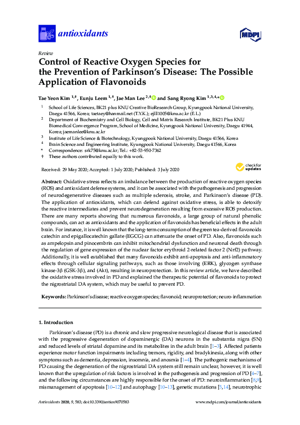 (PDF) Control of Reactive Oxygen Species for the Prevention of ...
