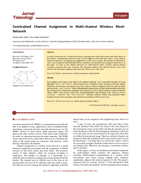 (PDF) Constrained Channel Assignment in Multi-channel Wireless Mesh Network