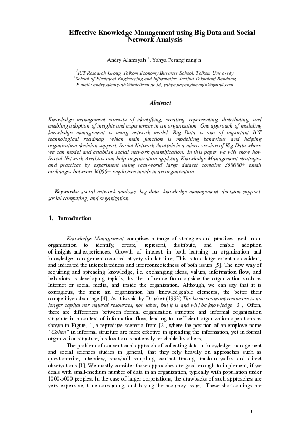 (PDF) Effective Knowledge Management using Big Data and Social Network ...