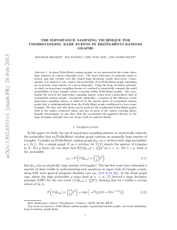 (PDF) The importance sampling technique for understanding rare events ...