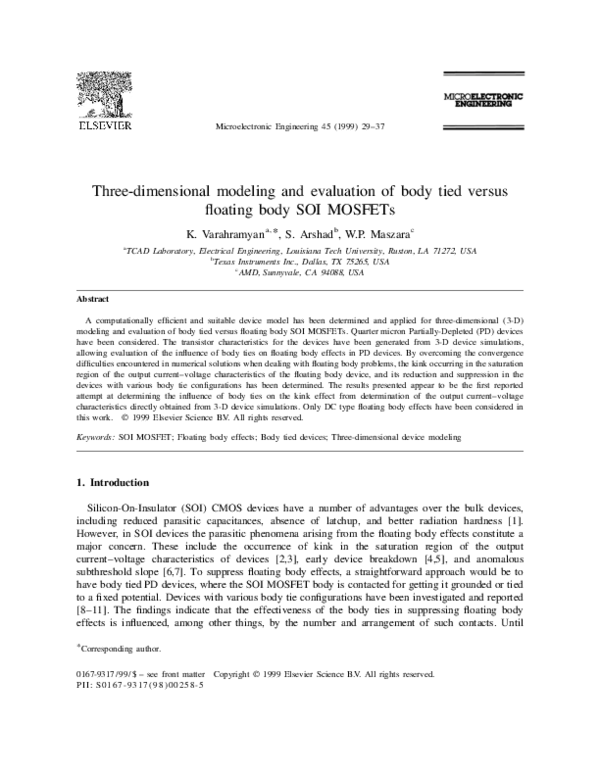 (PDF) Three-dimensional modeling and evaluation of body tied versus ...