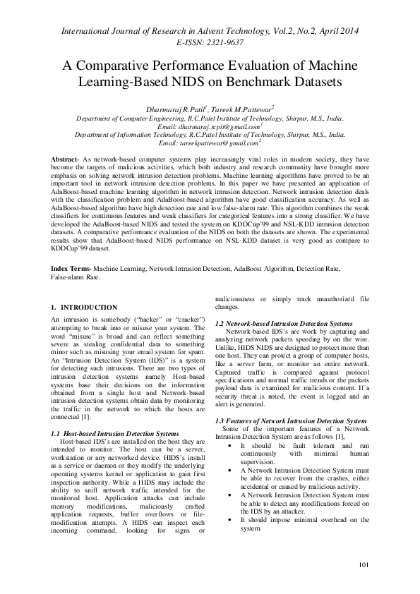 (PDF) A Comparative Performance Evaluation of Machine Learning-Based ...