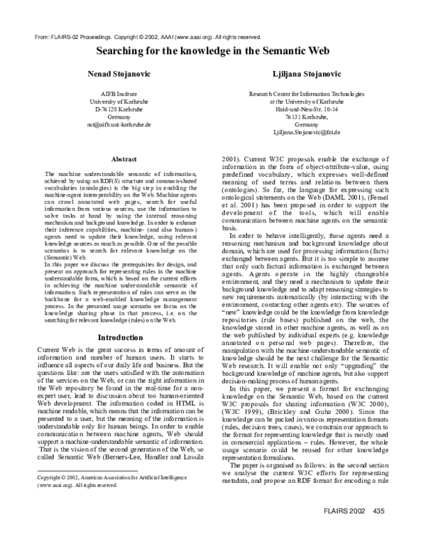 (PDF) Searching for the Knowledge in the Semantic Web