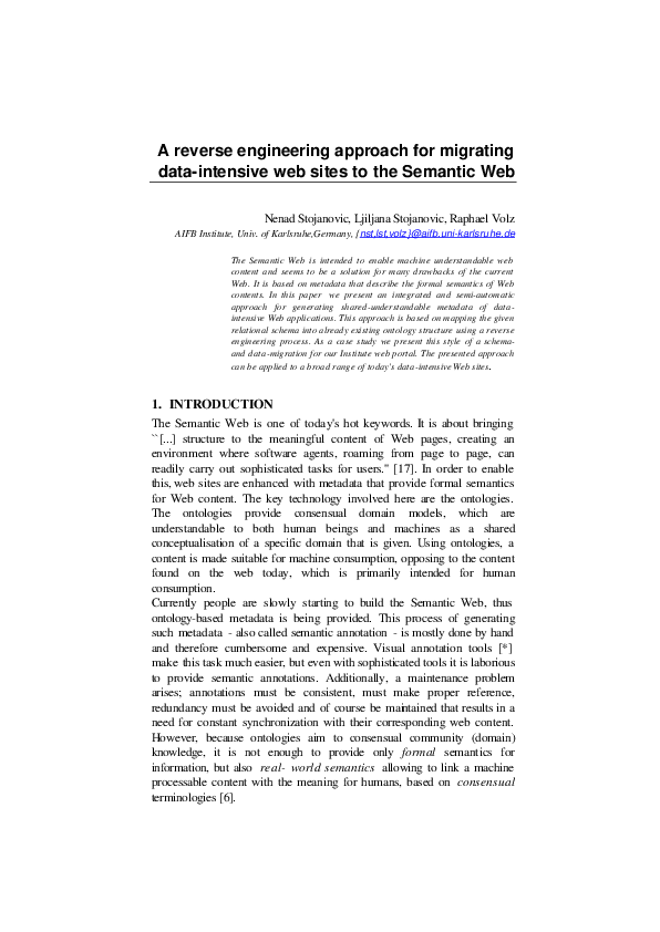 (PDF) A Reverse Engineering Approach for Migrating Data-Intensive Web ...