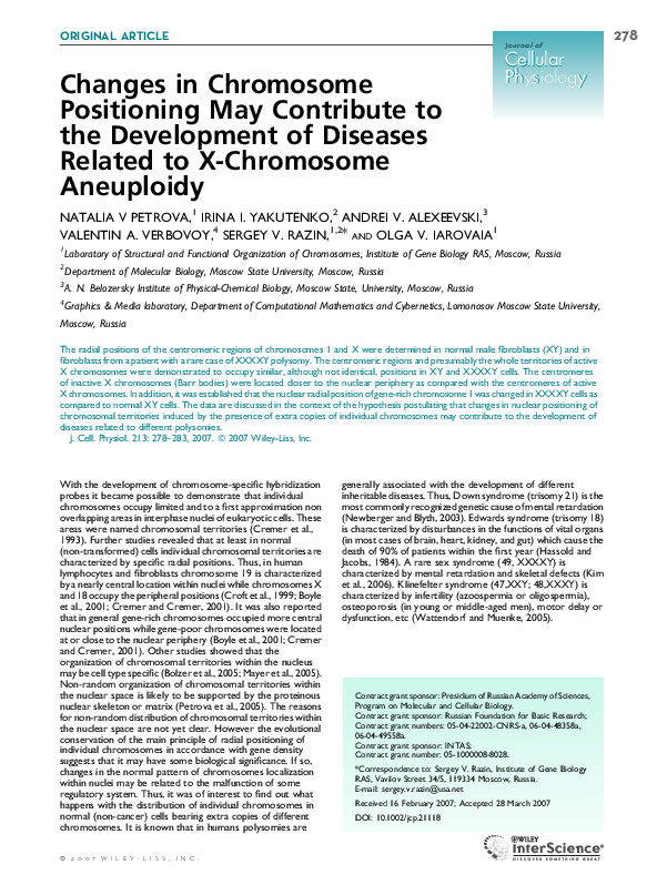(PDF) Changes in chromosome positioning may contribute to the ...