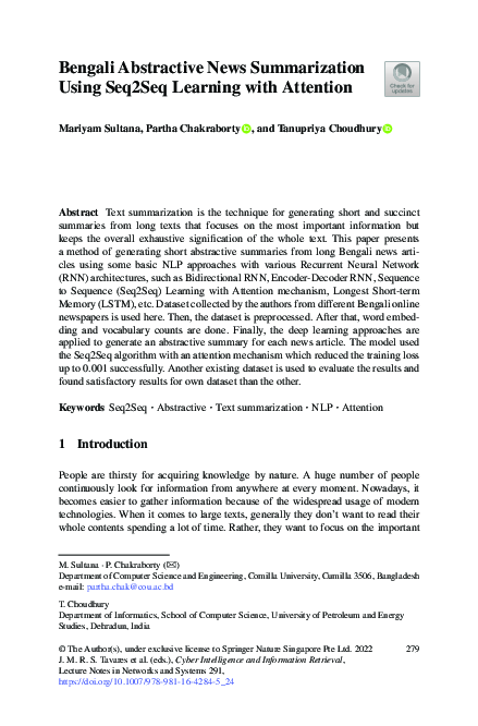 (PDF) Bengali Abstractive News Summarization Using Seq2Seq Learning ...