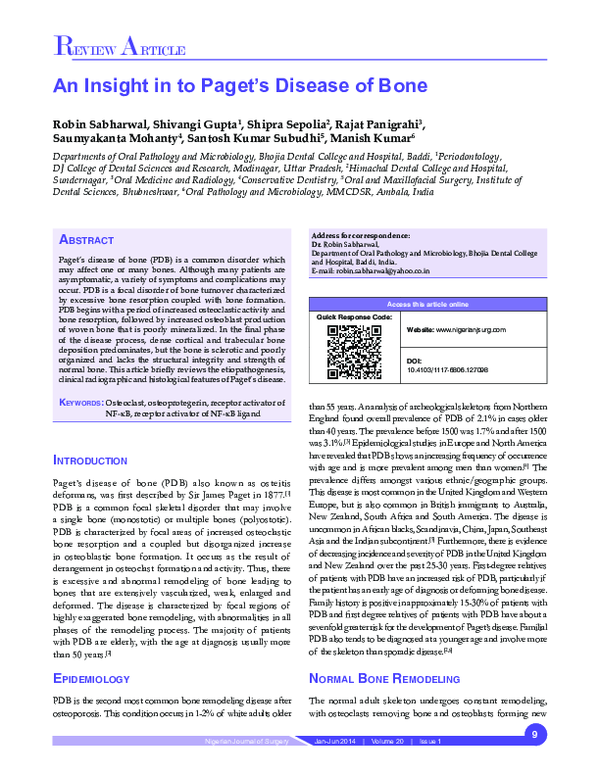 (PDF) An Insight in to Paget's Disease of Bone