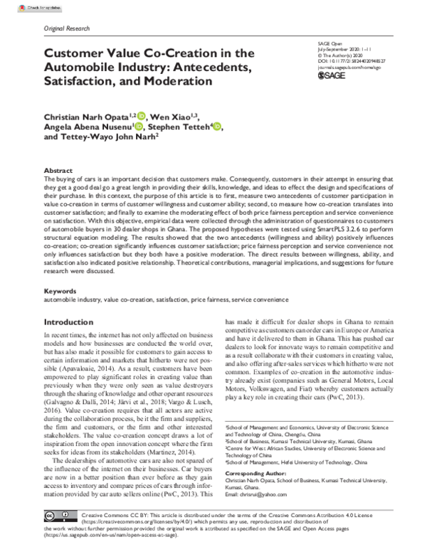 (PDF) Customer Value Co-Creation in the Automobile Industry ...