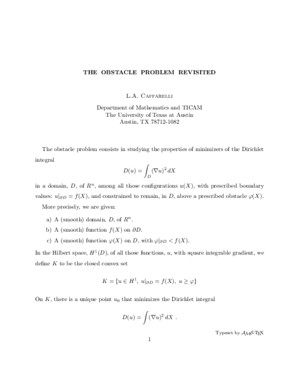 (PDF) The obstacle problem revisited