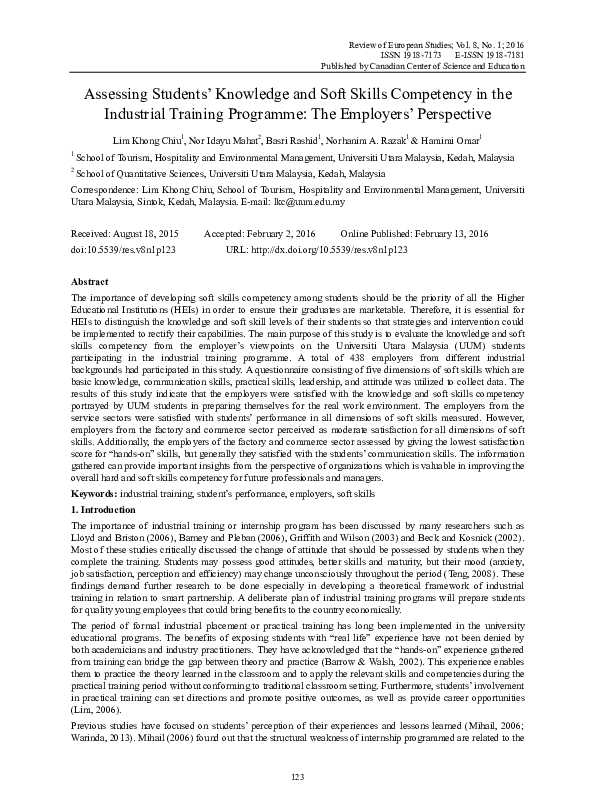 (PDF) Assessing Students’ Knowledge and Soft Skills Competency in the ...