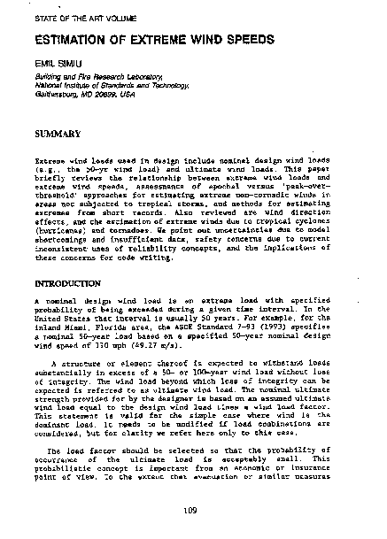 (PDF) Estimation of Extreme Wind Speeds