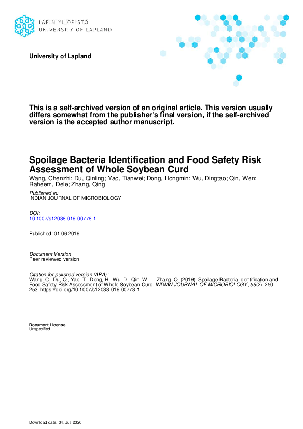 (PDF) Spoilage Bacteria Identification and Food Safety Risk Assessment ...