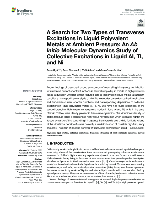 (PDF) A Search for Two Types of Transverse Excitations in Liquid ...