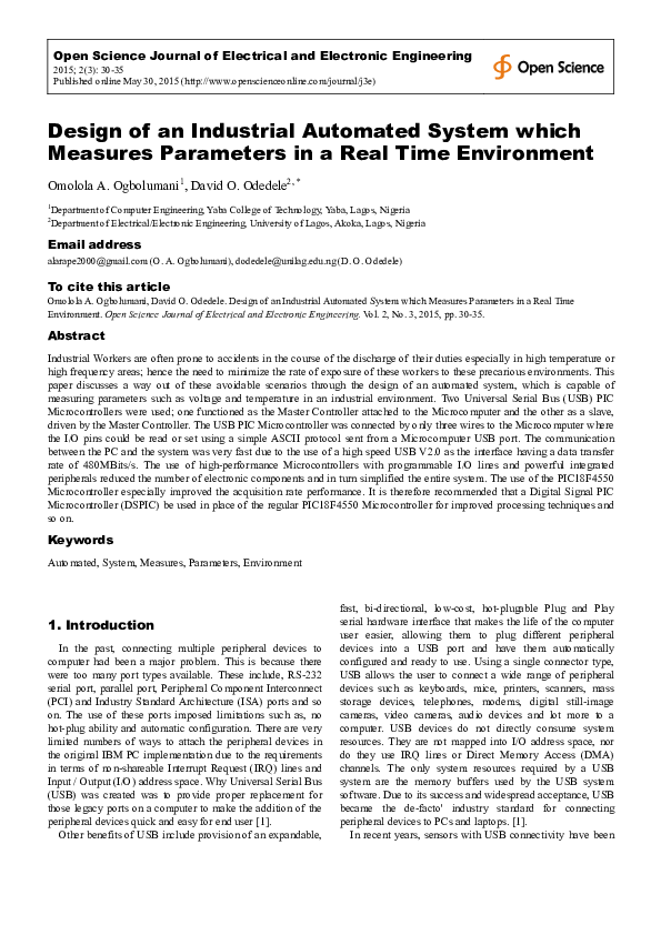 (PDF) Design of an Industrial Automated System which Measures ...