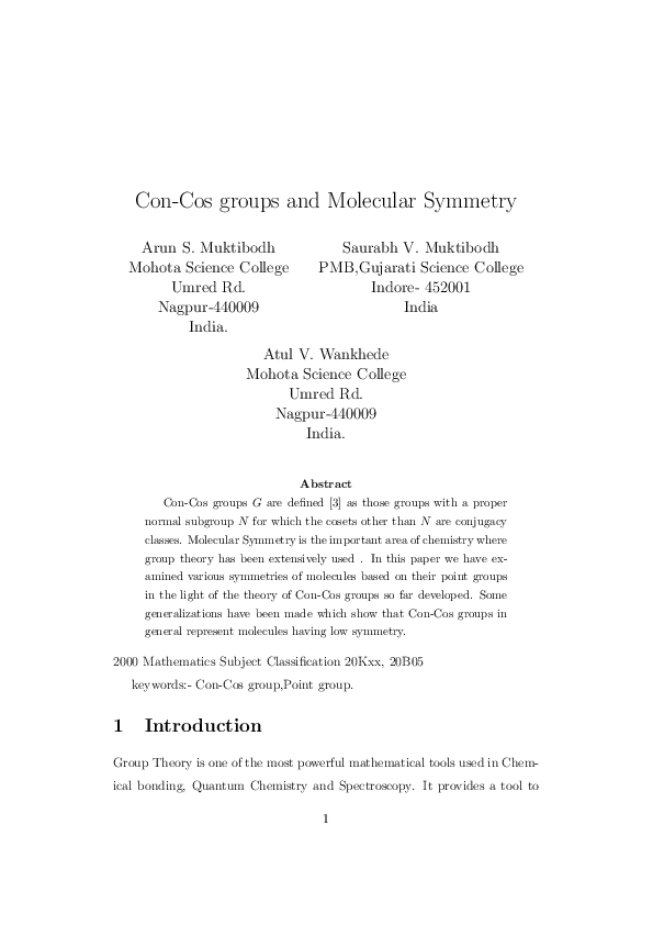 (PDF) Con-Cos groups and molecular symmetry