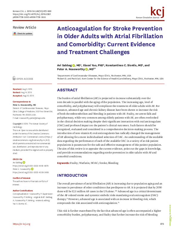 (PDF) Anticoagulation for Stroke Prevention in Older Adults with Atrial ...